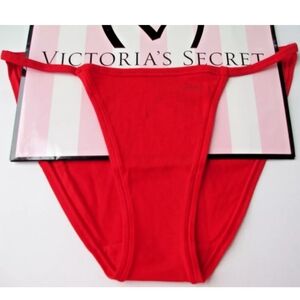 VICTORIA'S SECRET PINK Cotton String Bikini Panty VS Vermillion Red S M L XL 2XL